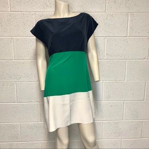 Eliza J Asymmetrical Green and Blue Sheath Dress